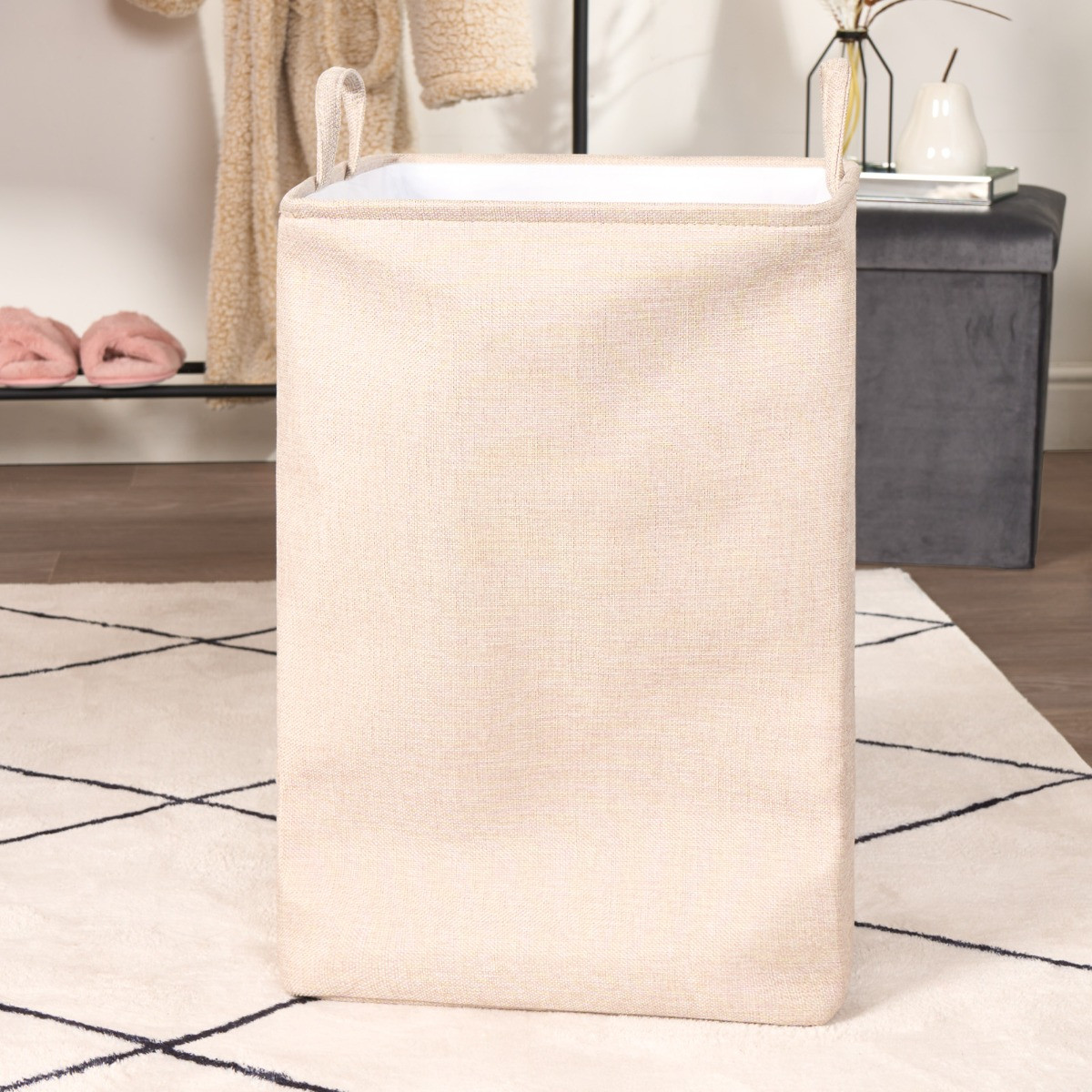 OHS Faux Linen Laundry Bag - Natural>