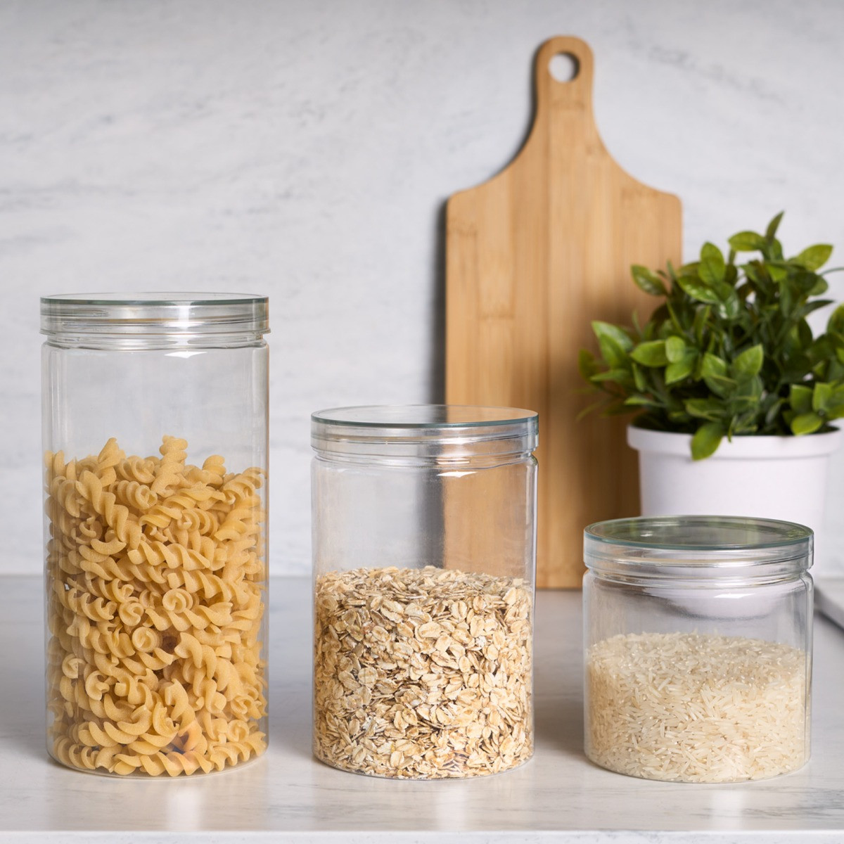 OHS Medium Round Plastic Food Storage Jar - Clear>