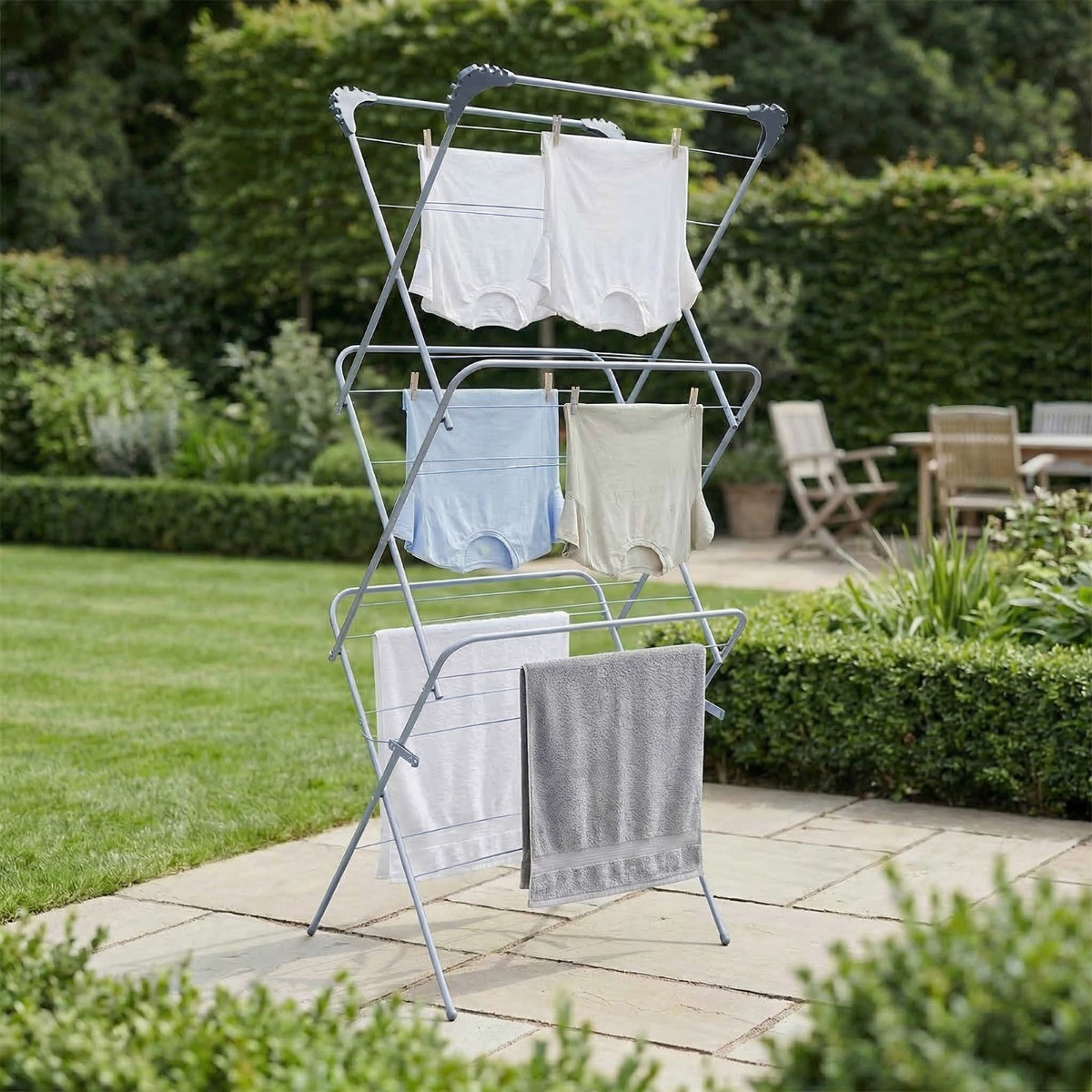 OHS 3 Tier Foldable 15m Clothes Airer - Silver>