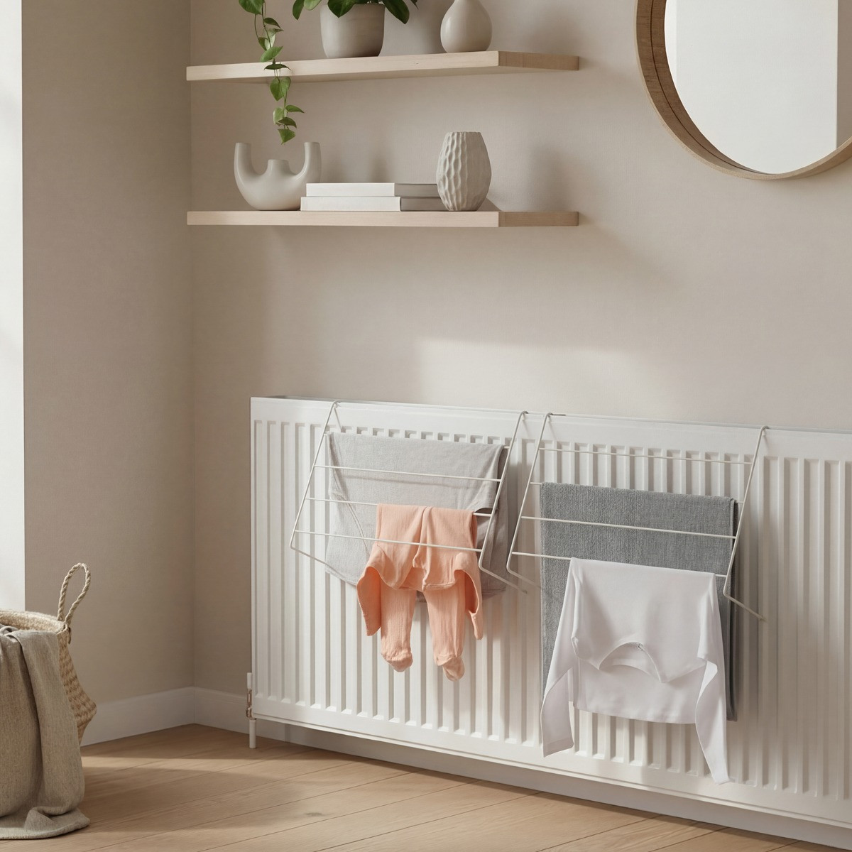 OHS 2 Pack Radiator Drying Airer Racks - White >