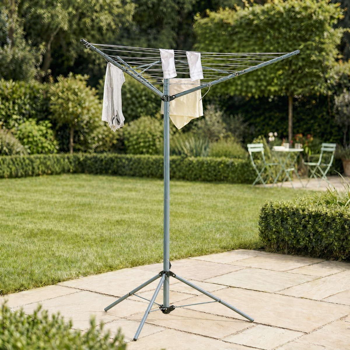 OHS 3 Arm Steel Rotary Airer With Tripod - Grey>