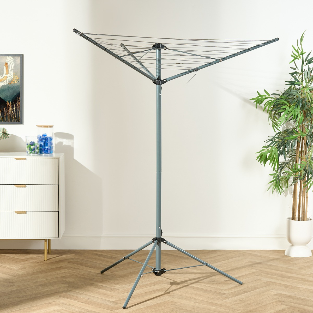 OHS 3 Arm Steel Rotary Airer With Tripod - Grey>