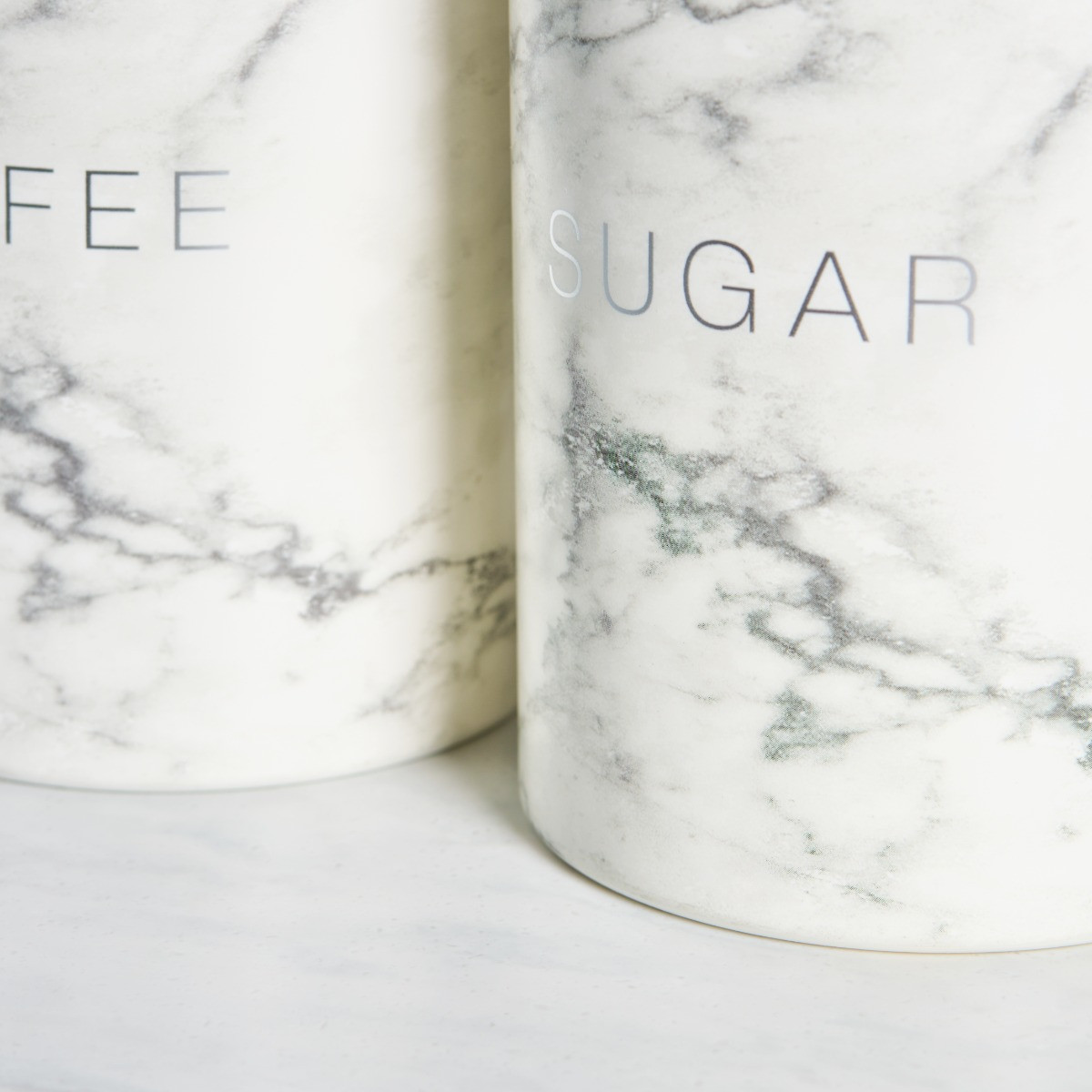 OHS 3 Piece Tea Coffee Sugar Canisters - White Marble>