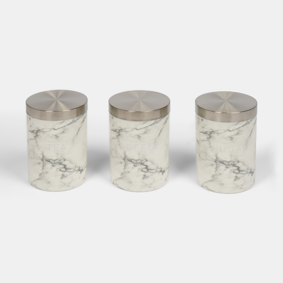 OHS 3 Piece Tea Coffee Sugar Canisters - White Marble>