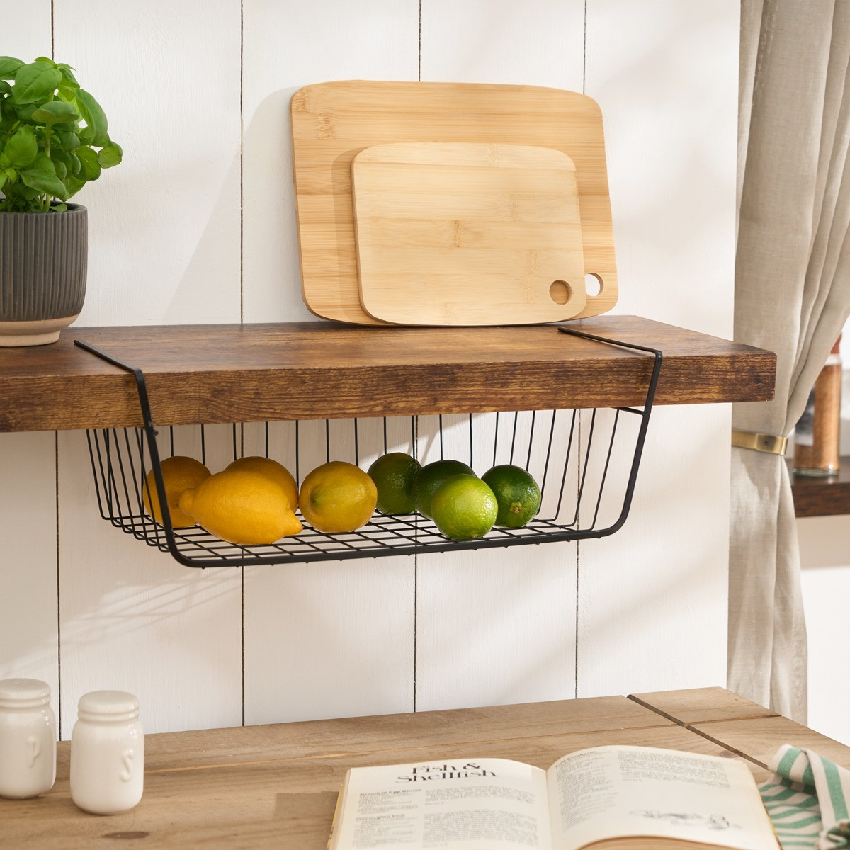 OHS Metal Wire Under Shelf Basket - Black>