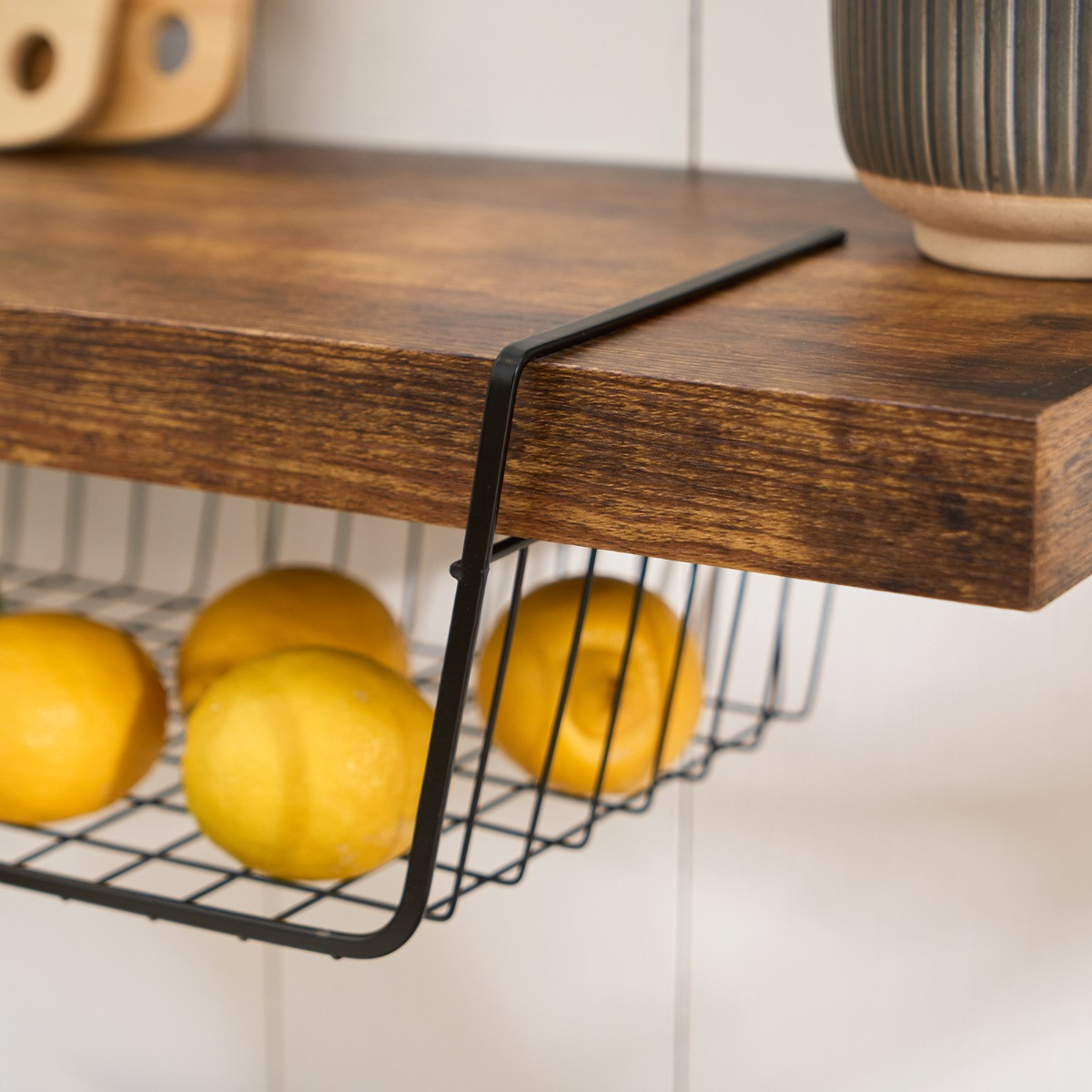 OHS Metal Wire Under Shelf Basket - Black>