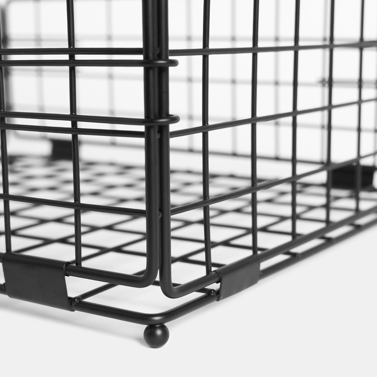 OHS Metal Wire Collapsible Storage Basket - Black>