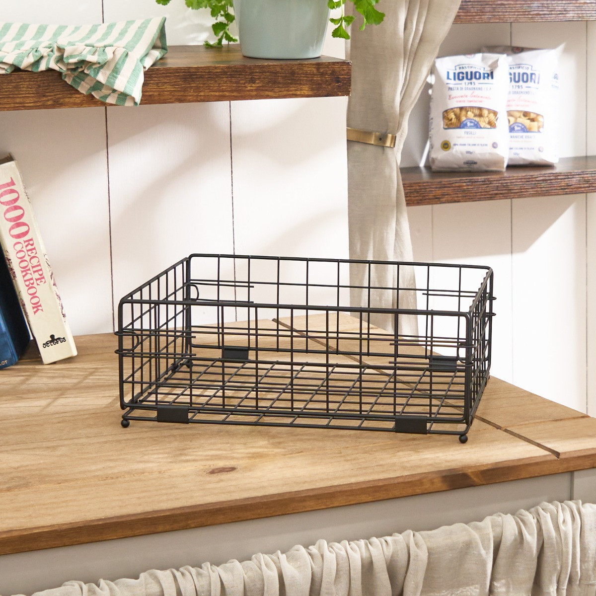 OHS Metal Wire Collapsible Storage Basket - Black>