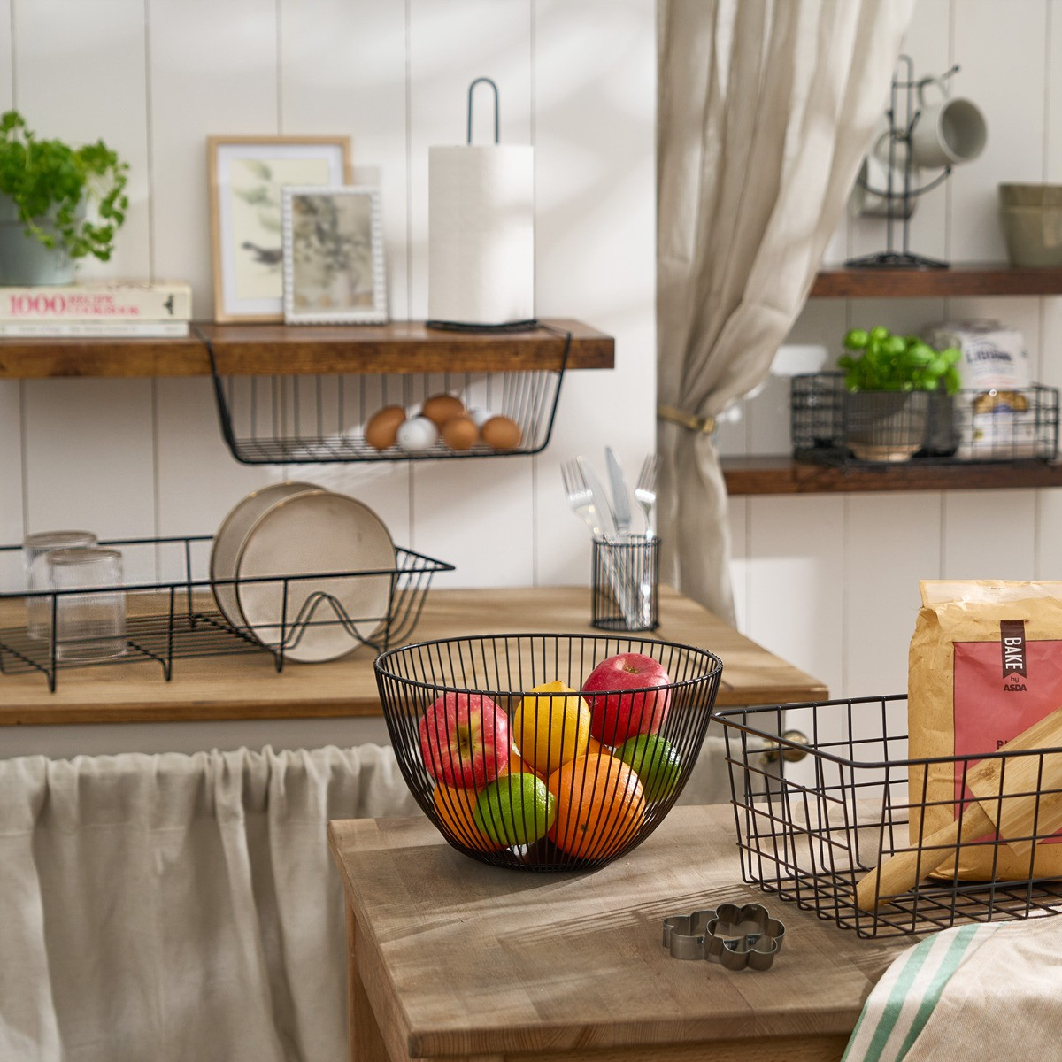 OHS Metal Wire Collapsible Storage Basket - Black>