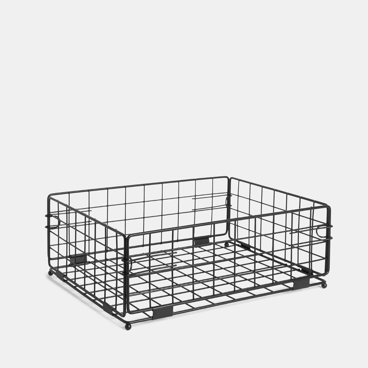 OHS Metal Wire Collapsible Storage Basket - Black>