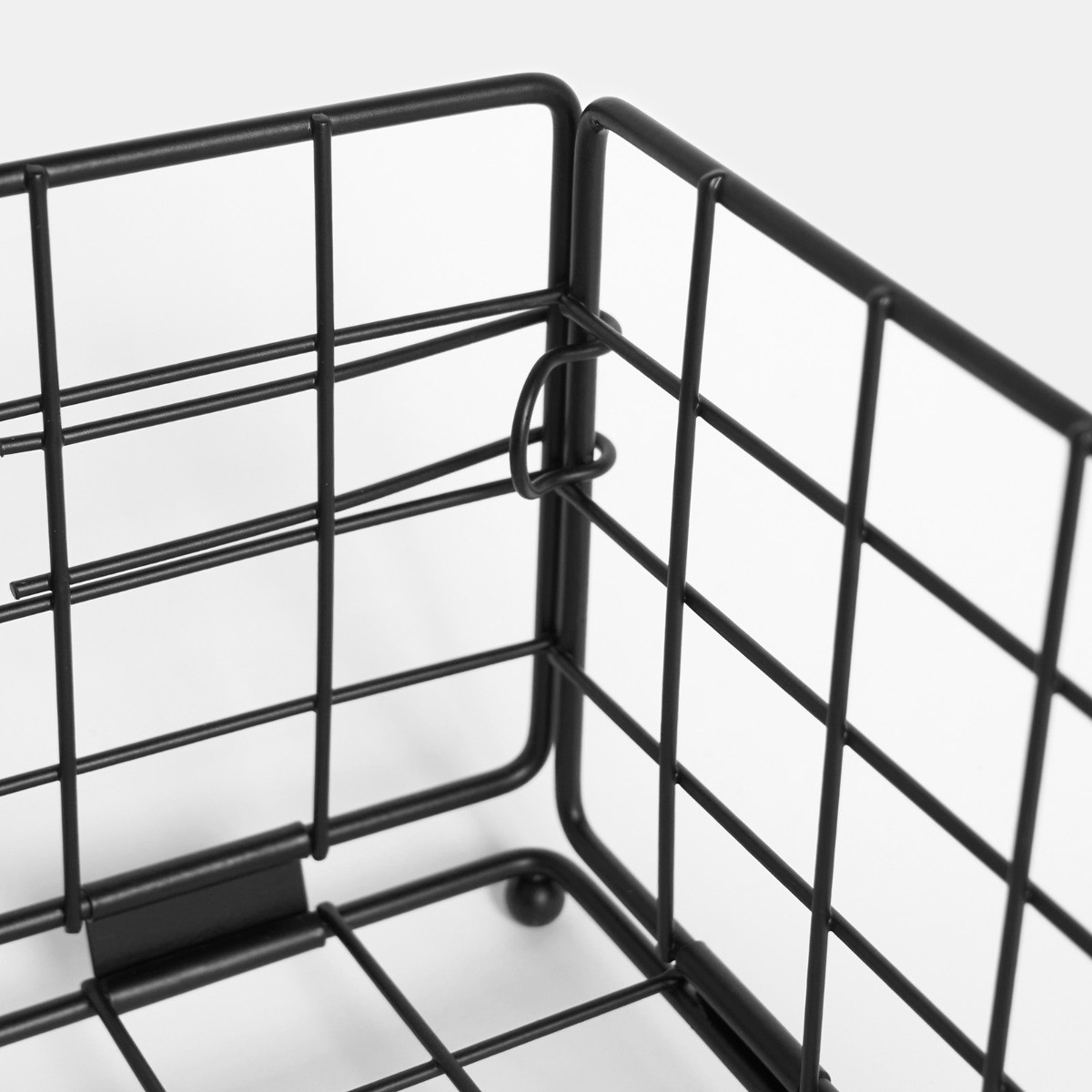 OHS Metal Wire Collapsible Storage Basket - Black>