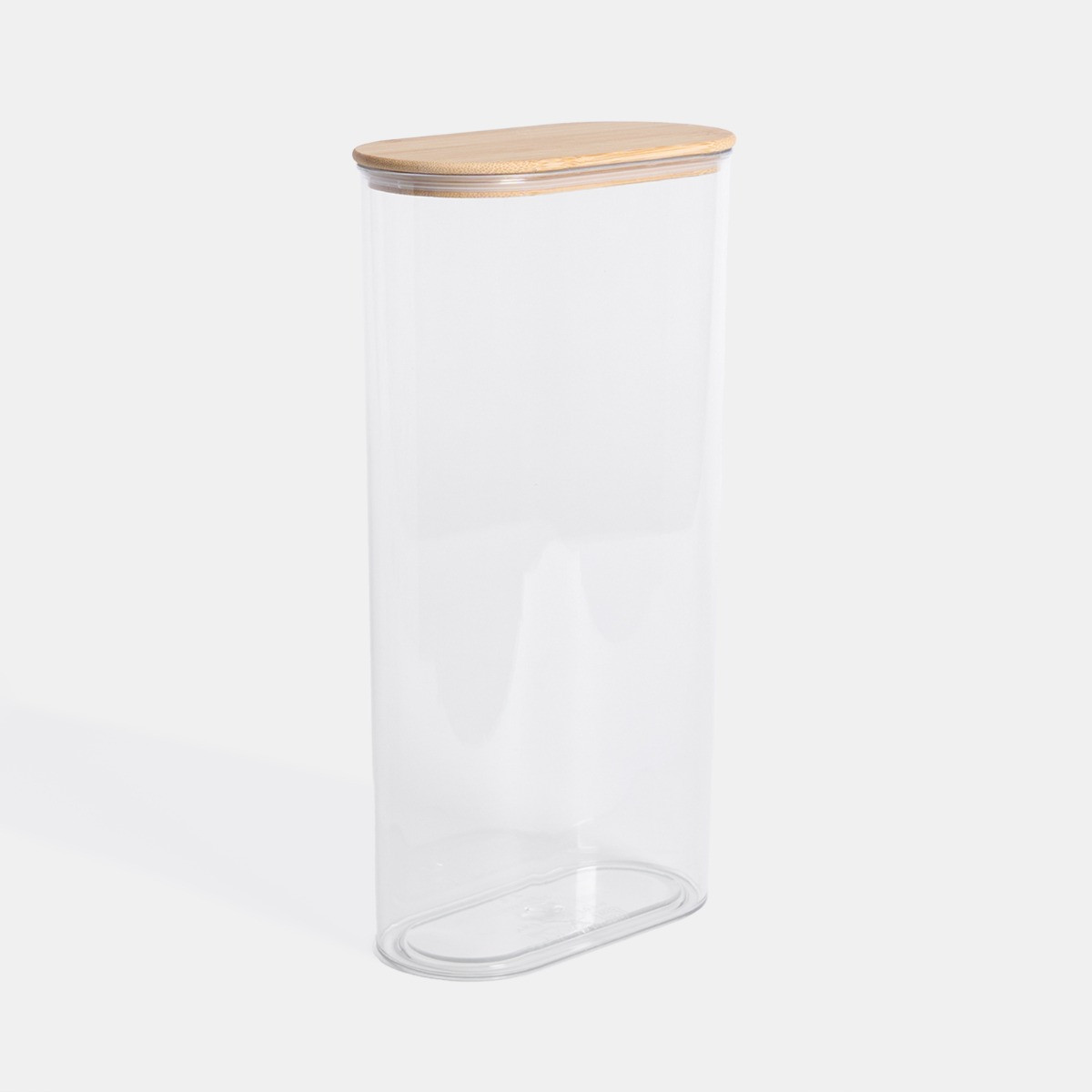 OHS Large Plastic Oval Storage Container with Bamboo Lid - Clear>