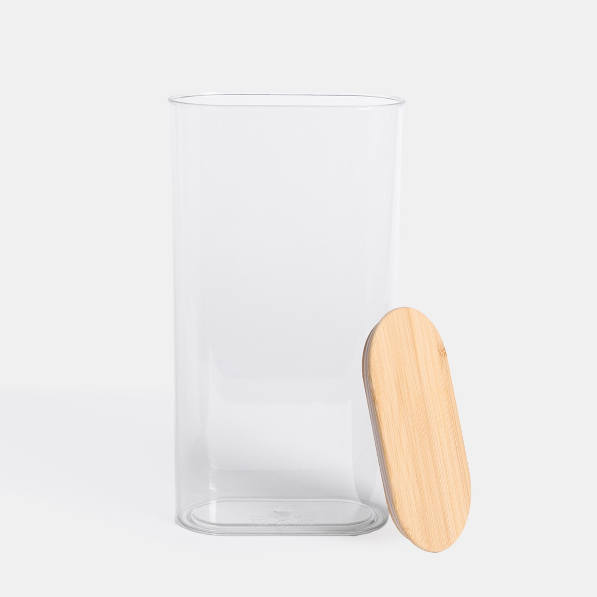 OHS Large Plastic Oval Storage Container with Bamboo Lid - Clear>