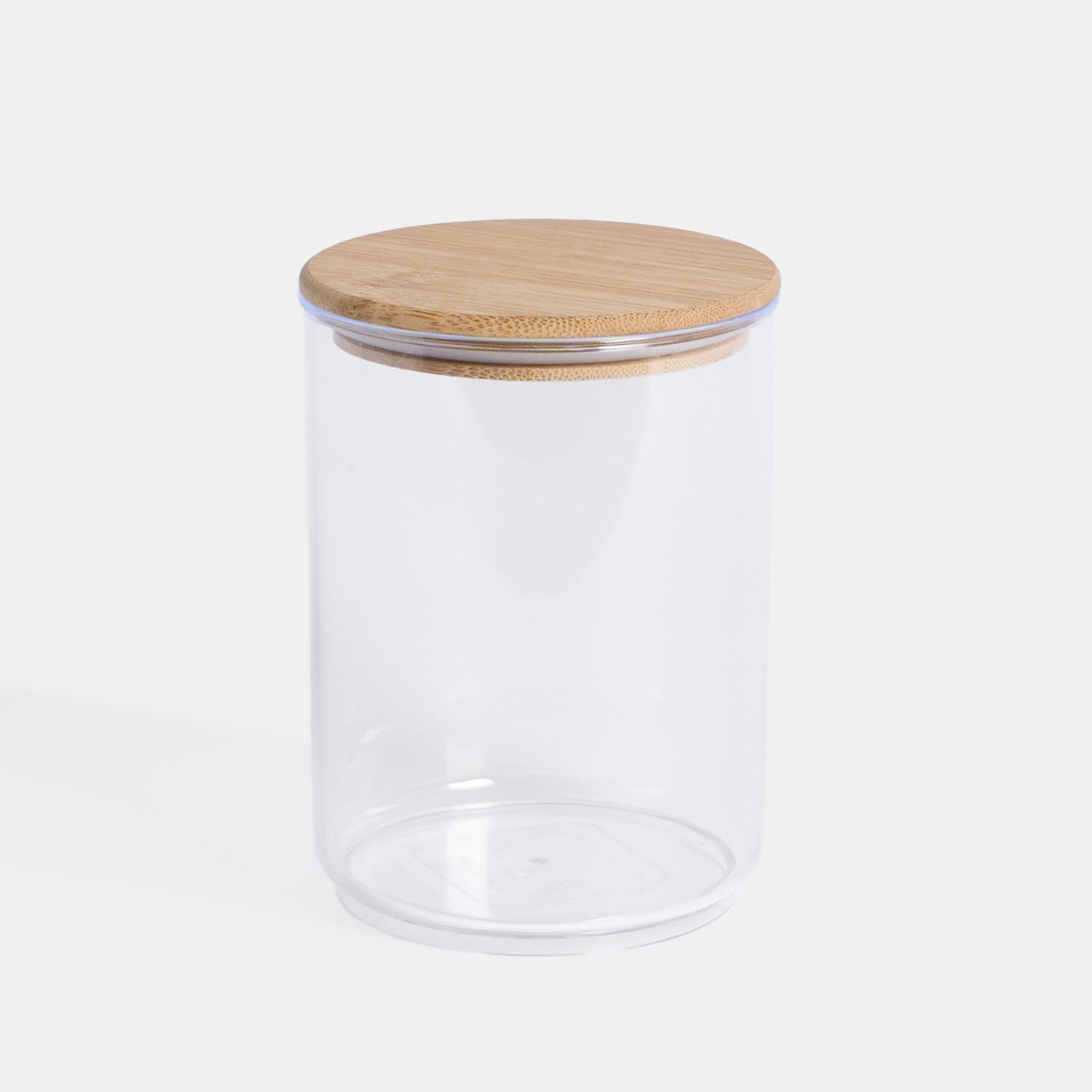 OHS Small Plastic Round Storage Container with Bamboo Lid - Clear>