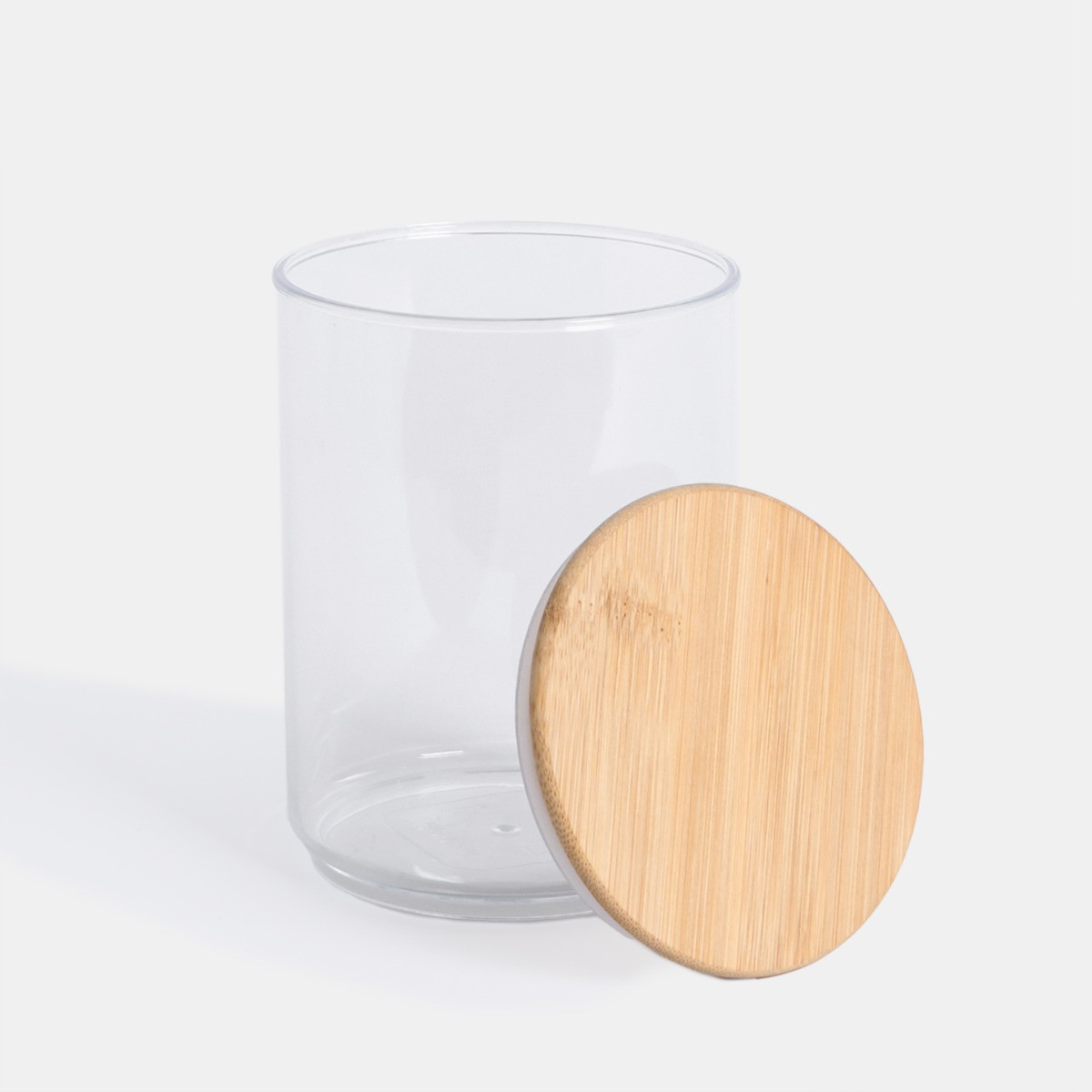 OHS Small Plastic Round Storage Container with Bamboo Lid - Clear>