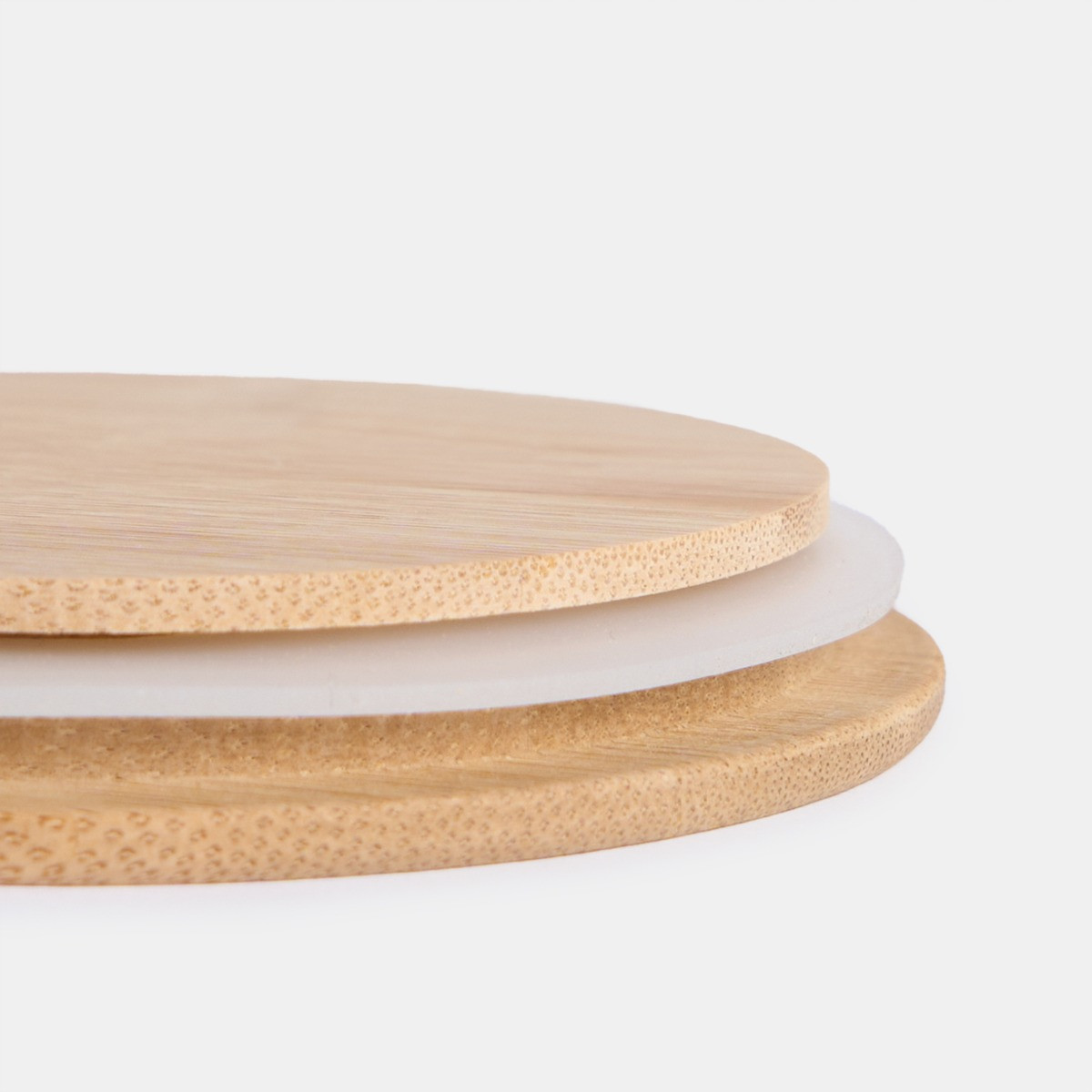 OHS Small Plastic Round Storage Container with Bamboo Lid - Clear>