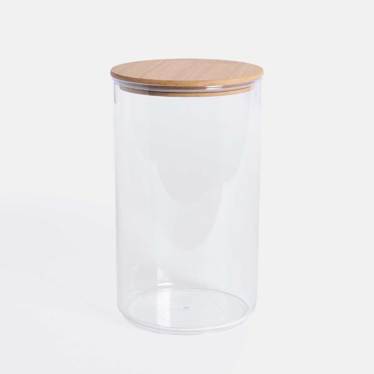 OHS Medium Plastic Round Storage Container with Bamboo Lid - Clear>
