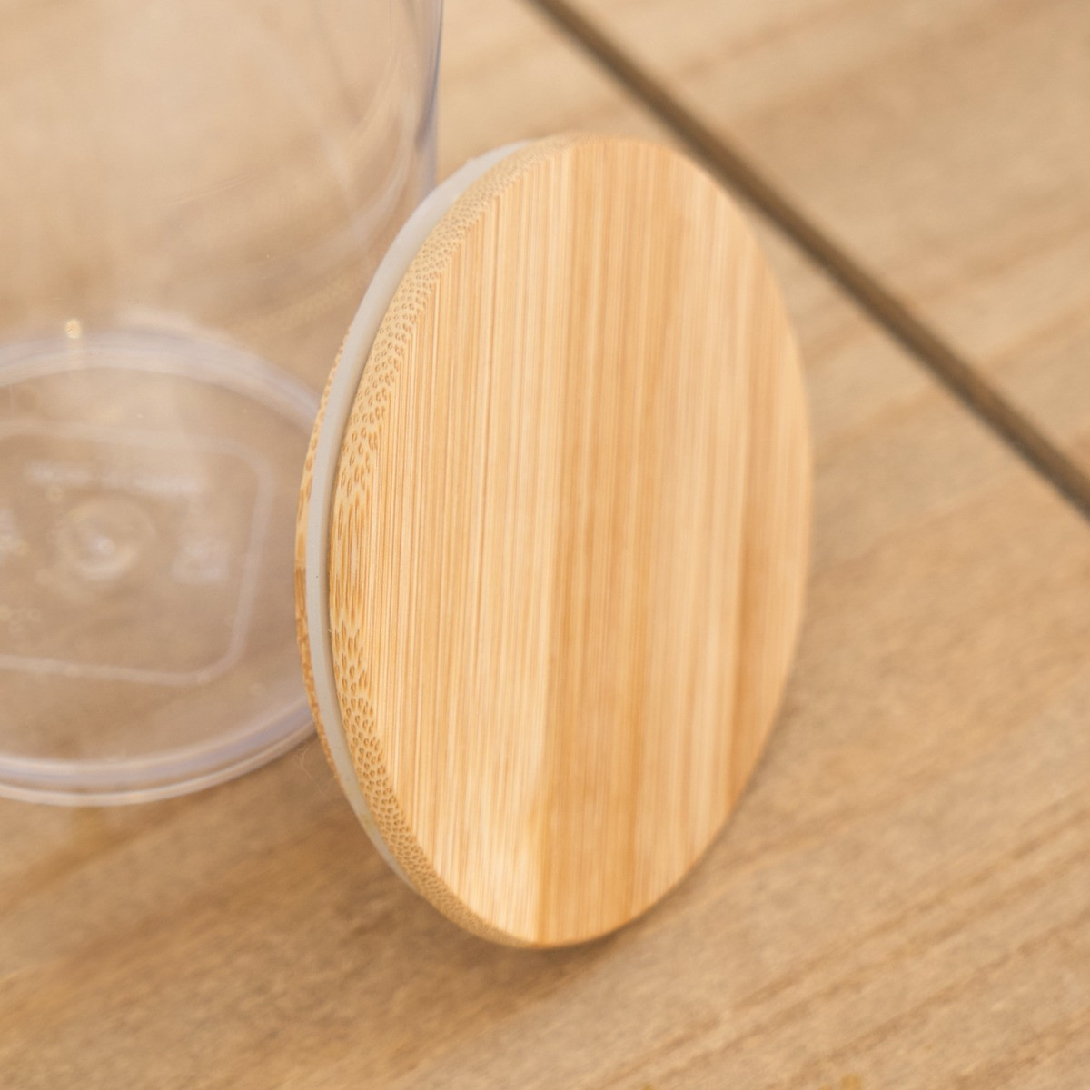 OHS Tall Plastic Round Storage Container with Bamboo Lid - Clear>