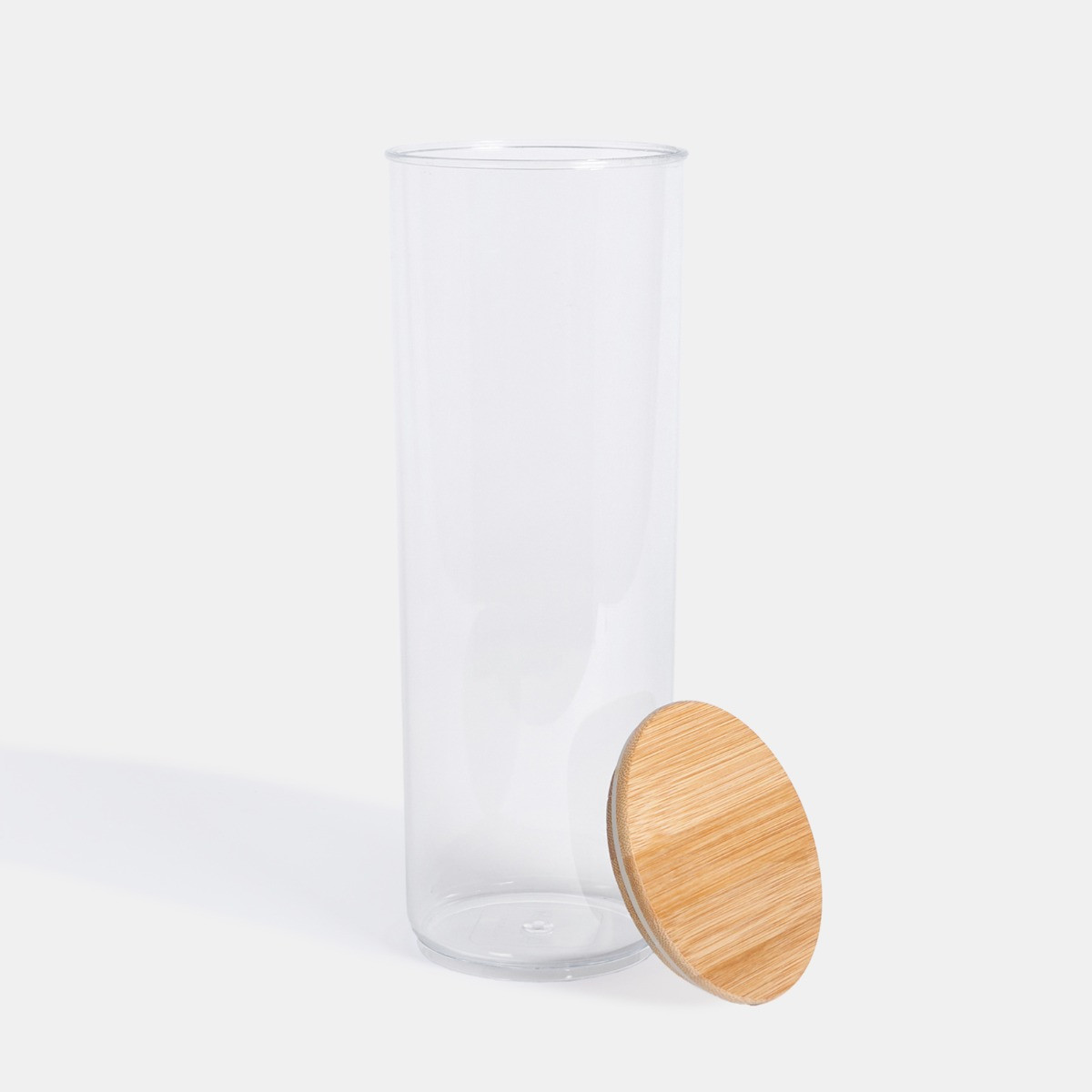 OHS Tall Plastic Round Storage Container with Bamboo Lid - Clear>