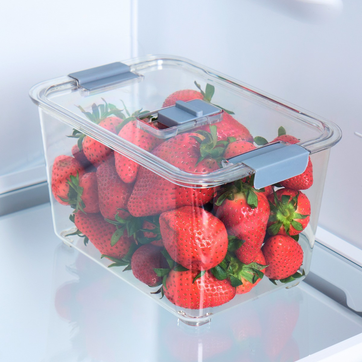 OHS Fridge Container With Removable Basket,  Medium - Grey/Clear>