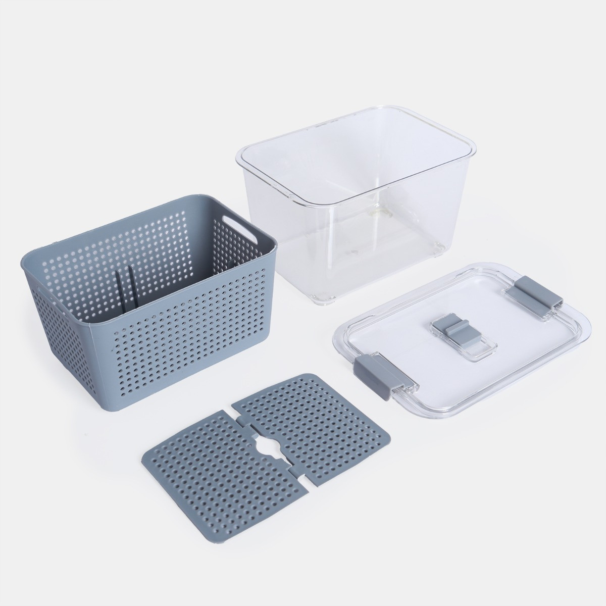 OHS Fridge Container With Removable Basket,  Medium - Grey/Clear>