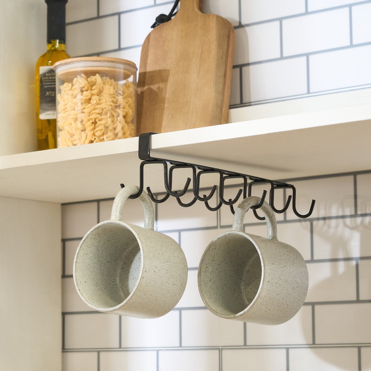 OHS Wire Under Shelf Mug Storage - Black>
