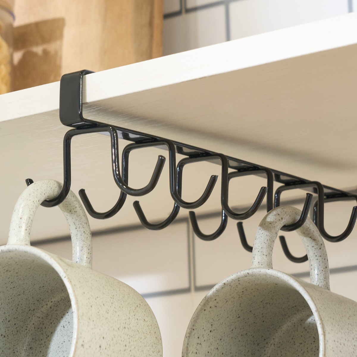 OHS Wire Under Shelf Mug Storage - Black>