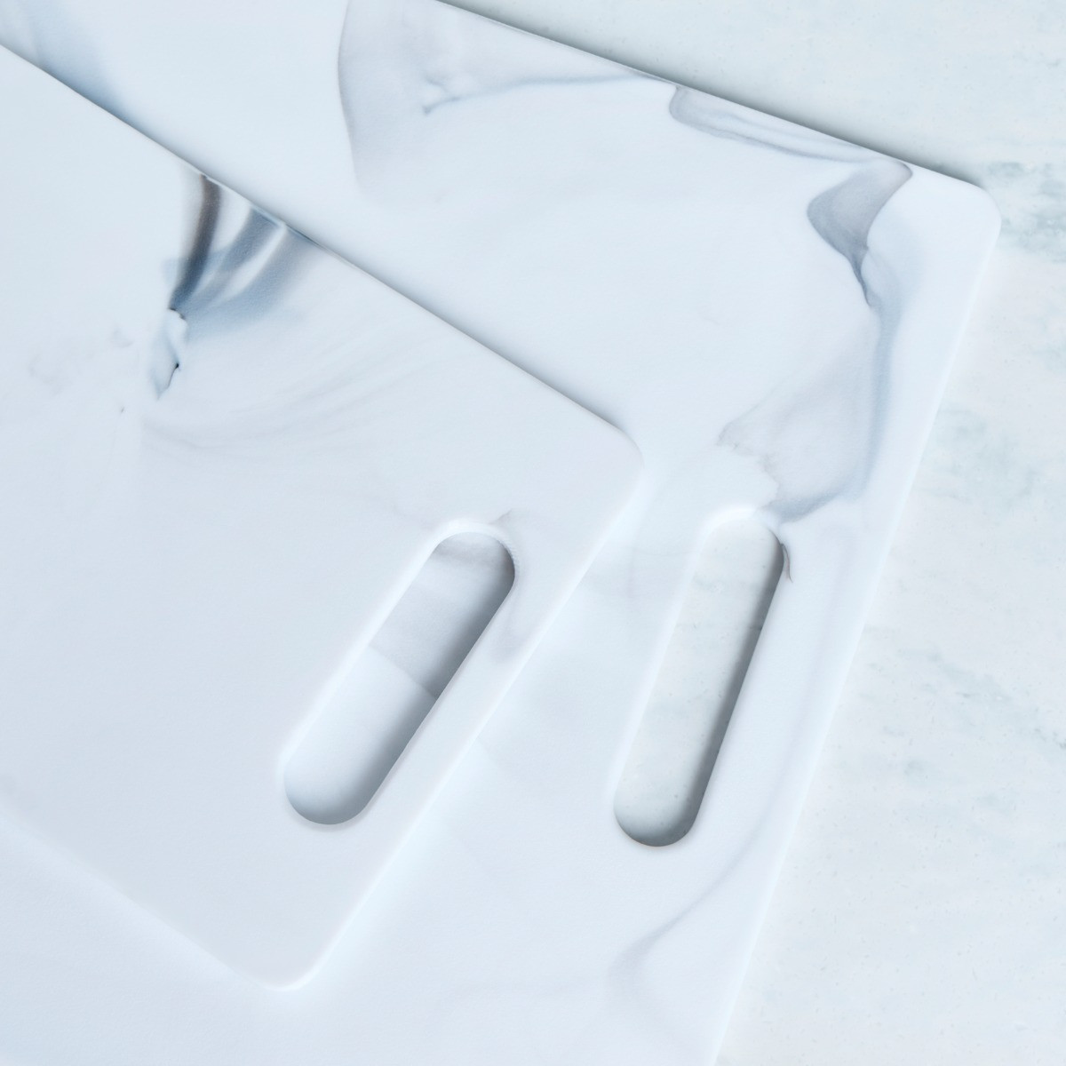 OHS Set of 2 Marble Chopping Boards - White Marble>