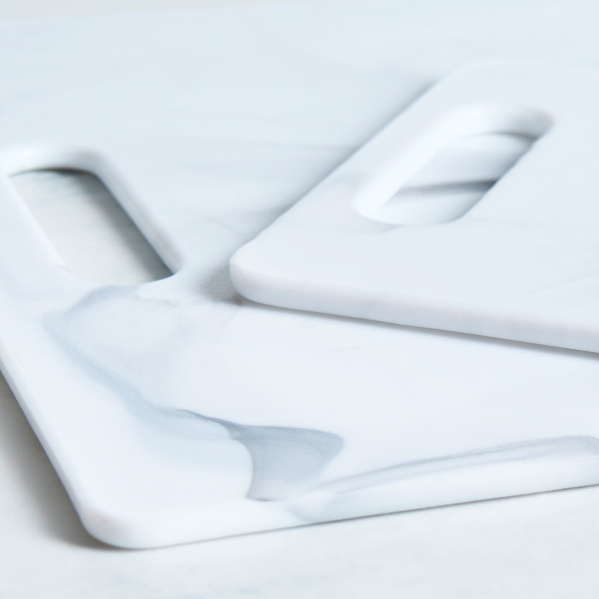 OHS Set of 2 Marble Chopping Boards - White Marble>
