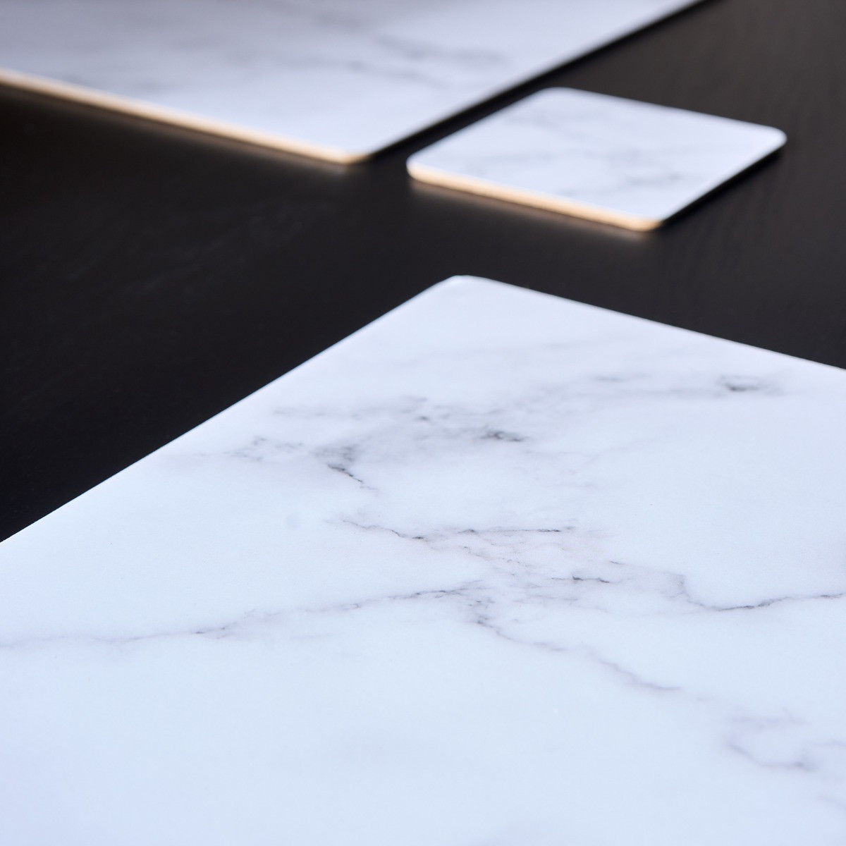 OHS Place Mats and Coaster Set, 4 Pack - White Marble>