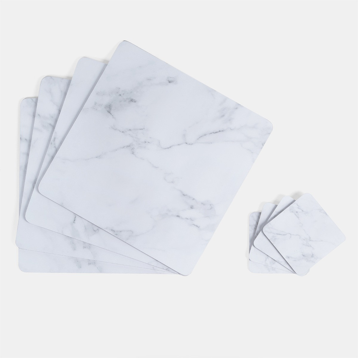 OHS Place Mats and Coaster Set, 4 Pack - White Marble>