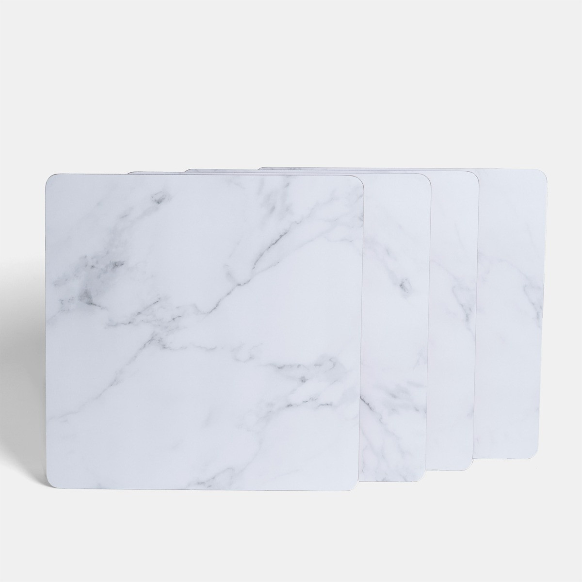 OHS Place Mats and Coaster Set, 4 Pack - White Marble>