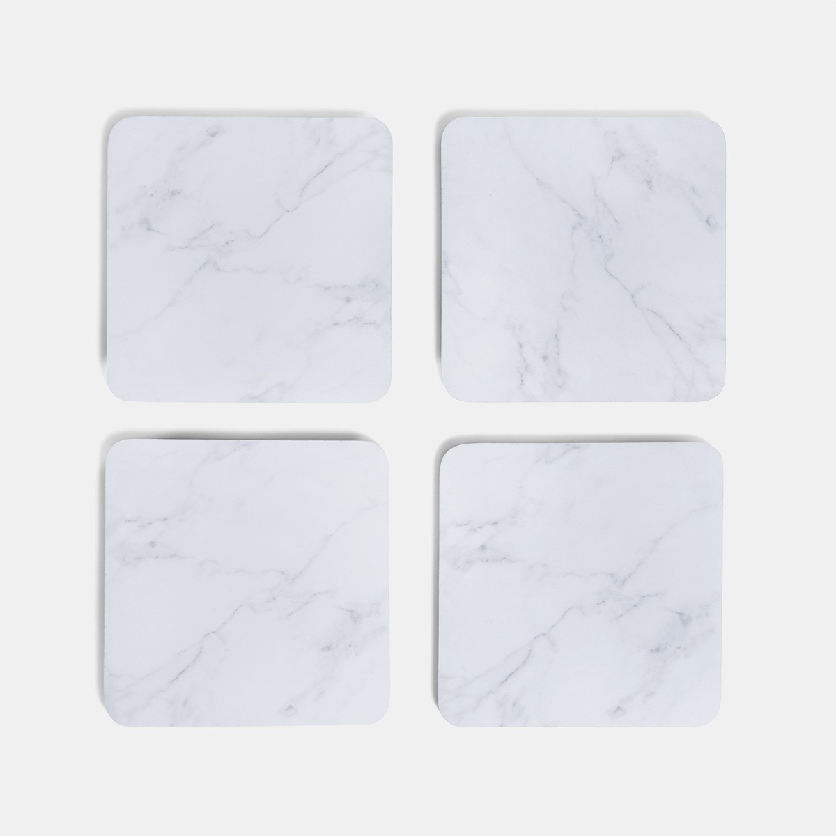 OHS Place Mats and Coaster Set, 4 Pack - White Marble>