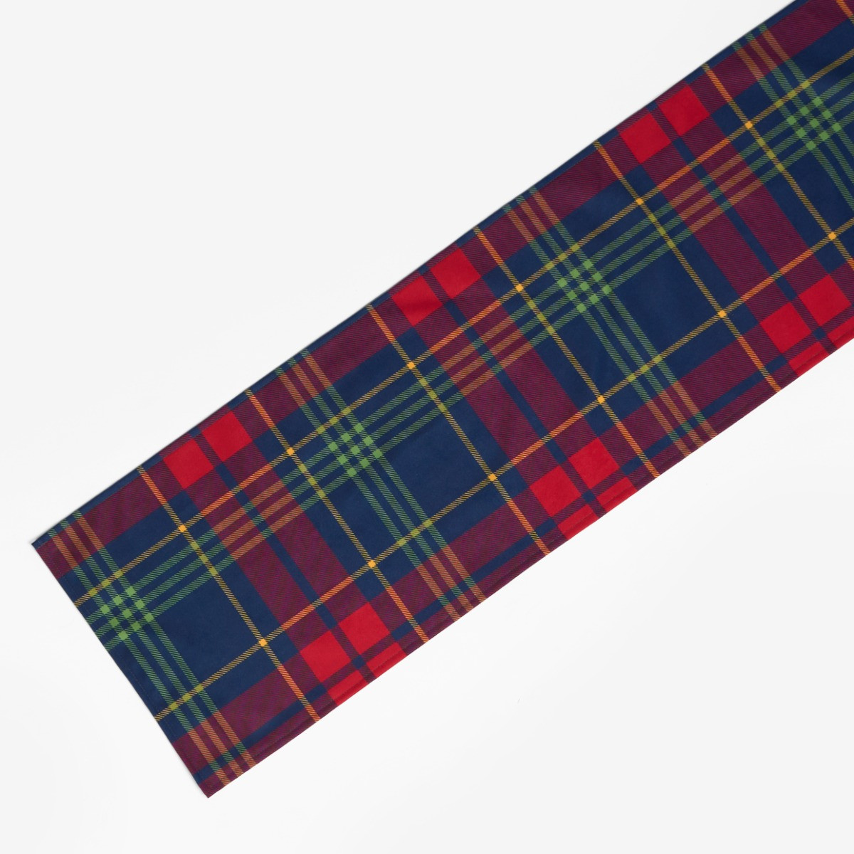 OHS Oxford Check Matte Velvet Table Runner - Navy/Red>