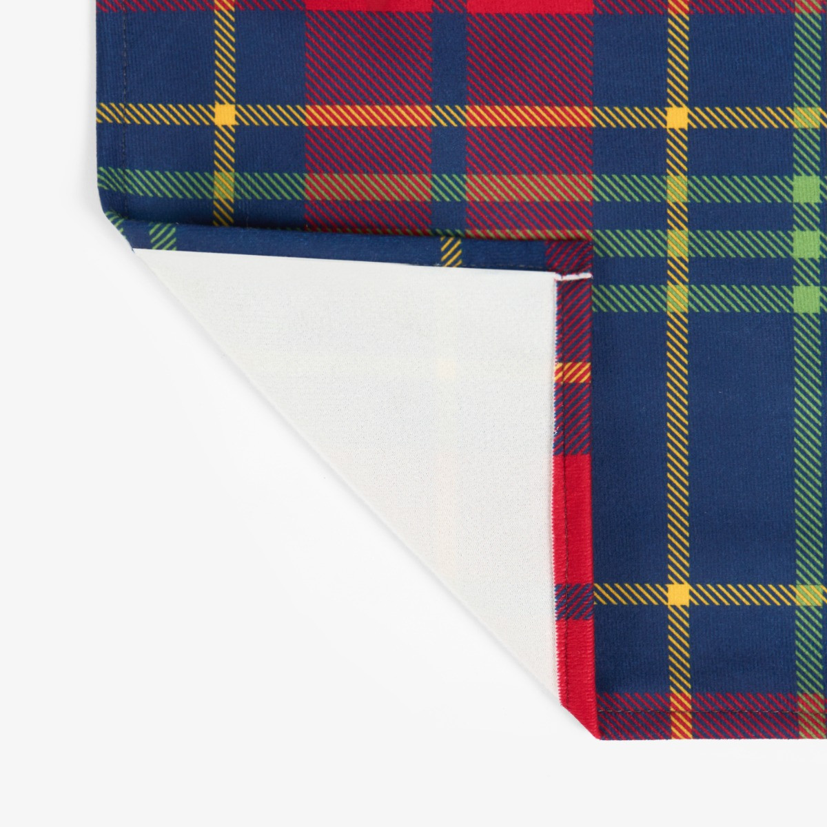 OHS Oxford Check Matte Velvet Table Placemats, Navy/Red - 4 Pack>