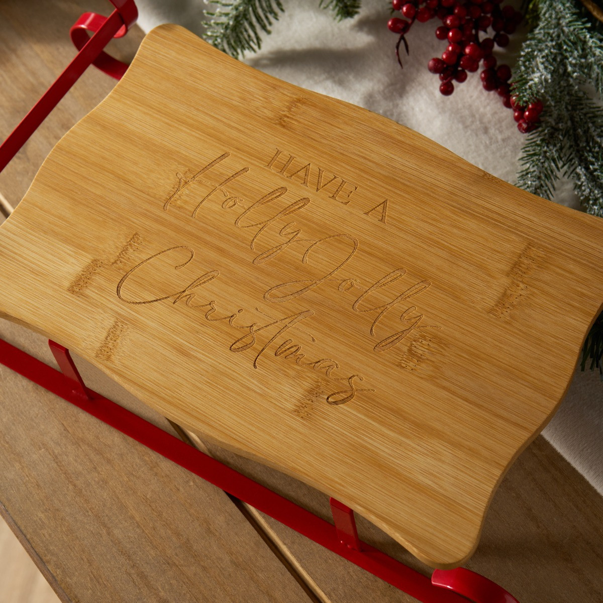 OHS Sleigh Wooden Serving Board - Natural>