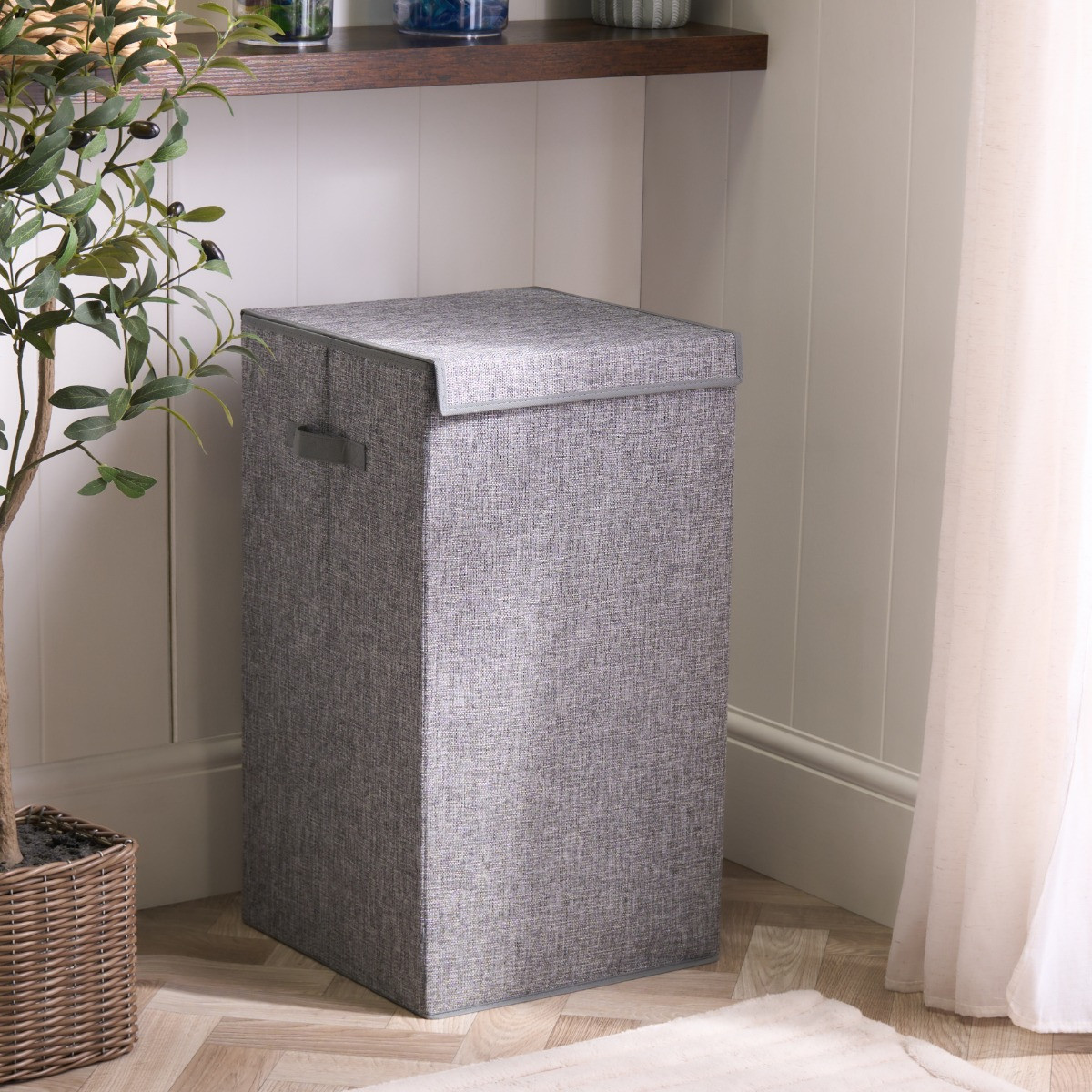 OHS Linen Look Collapsible Laundry Basket - Grey>