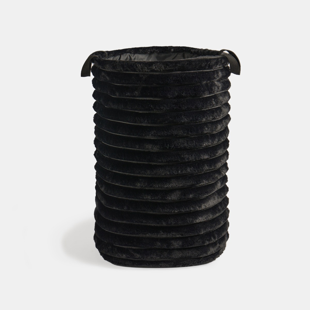 OHS Faux Fur Ribbed Laundry Bag - Black>