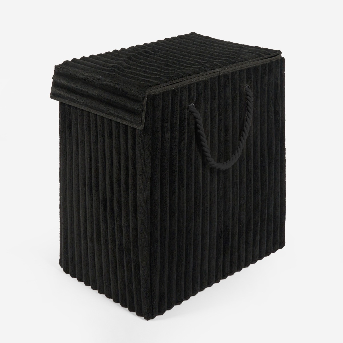 OHS Ribbed Faux Fur Foldable Laundry Basket - Black>