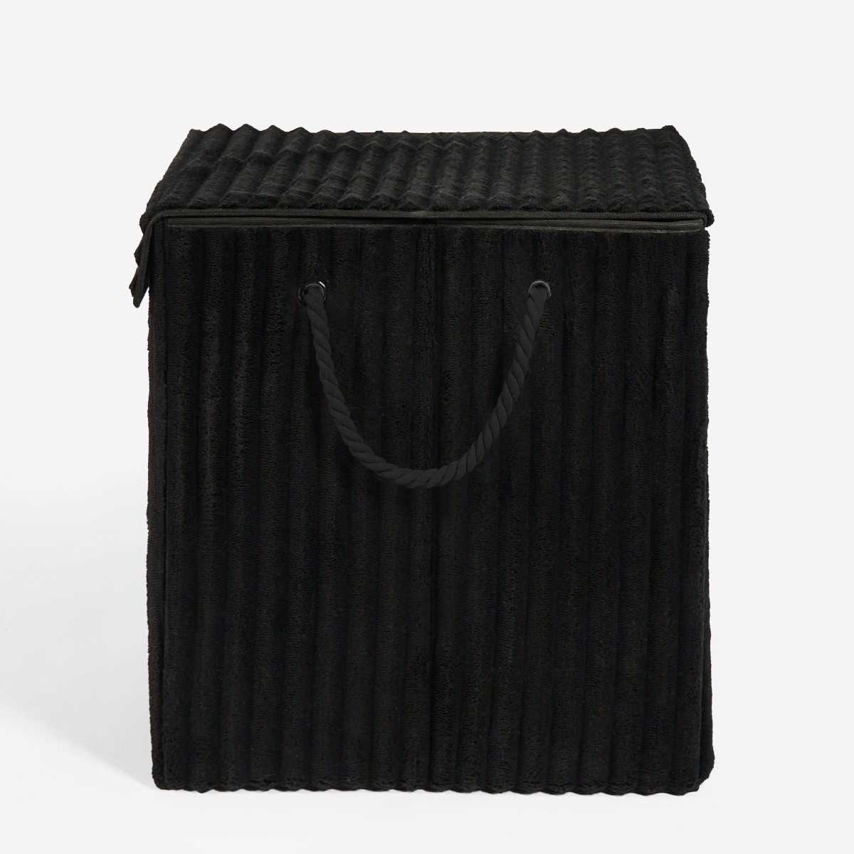 OHS Ribbed Faux Fur Foldable Laundry Basket - Black>