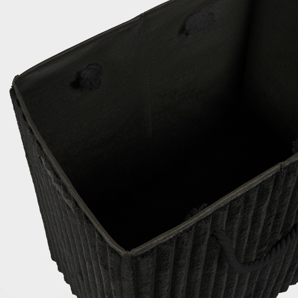 OHS Ribbed Faux Fur Foldable Laundry Basket - Black>