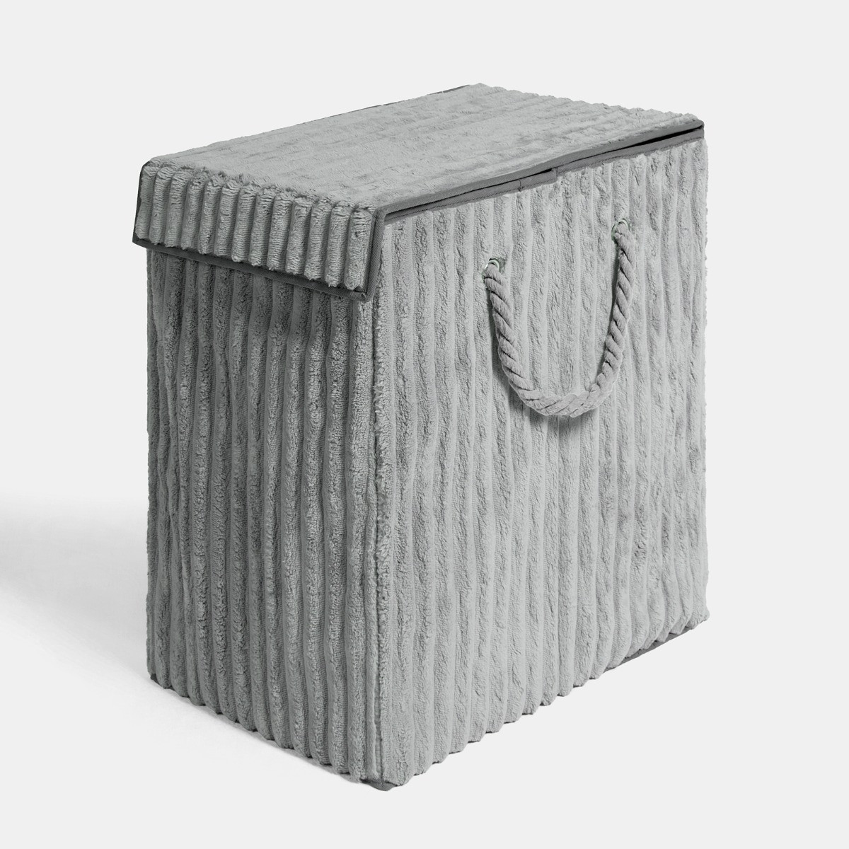Ribbed Foldable Laundry Basket - Grey>