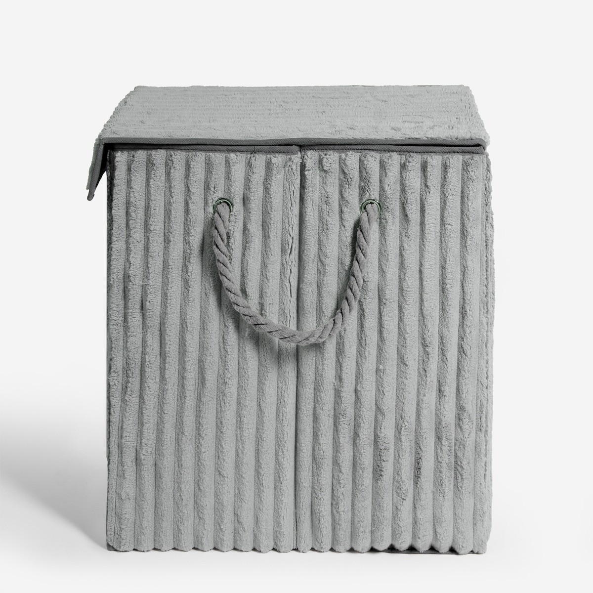 Ribbed Foldable Laundry Basket - Grey>