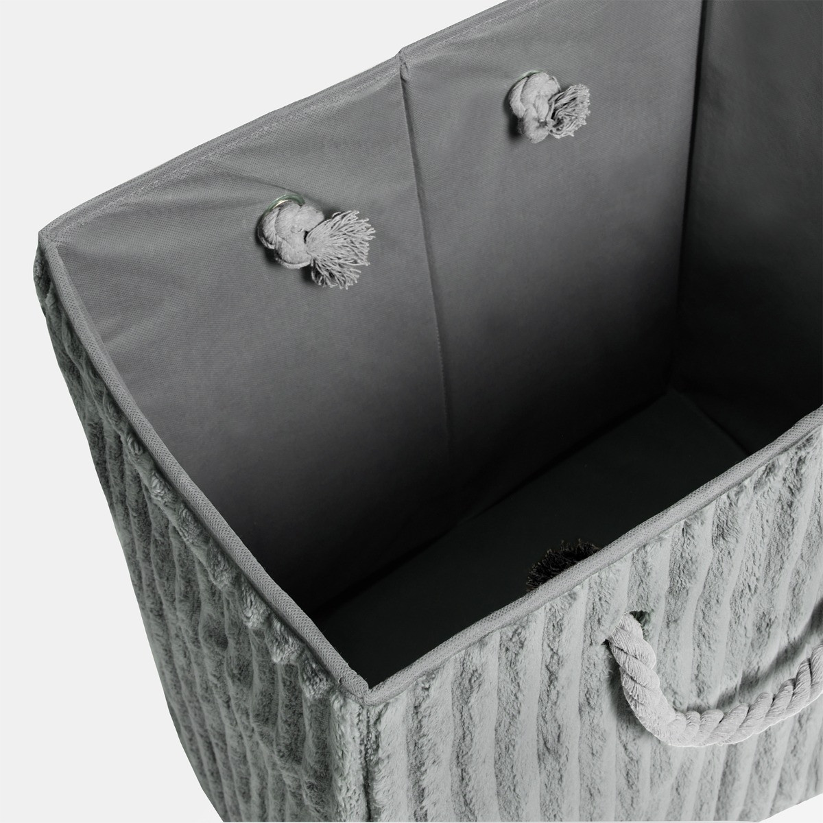 Ribbed Foldable Laundry Basket - Grey>