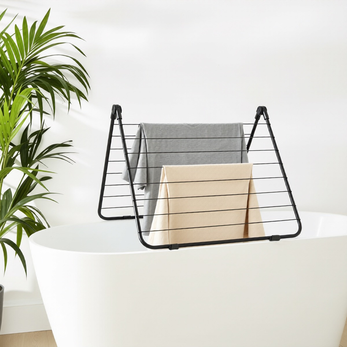 OHS Over The Bath Clothes Airer - Black>