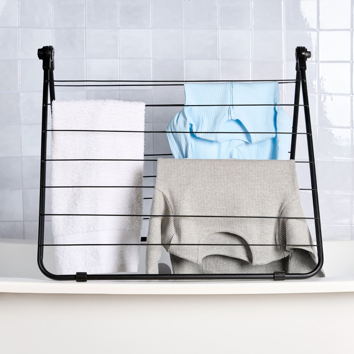 OHS Over The Bath Clothes Airer - Black>
