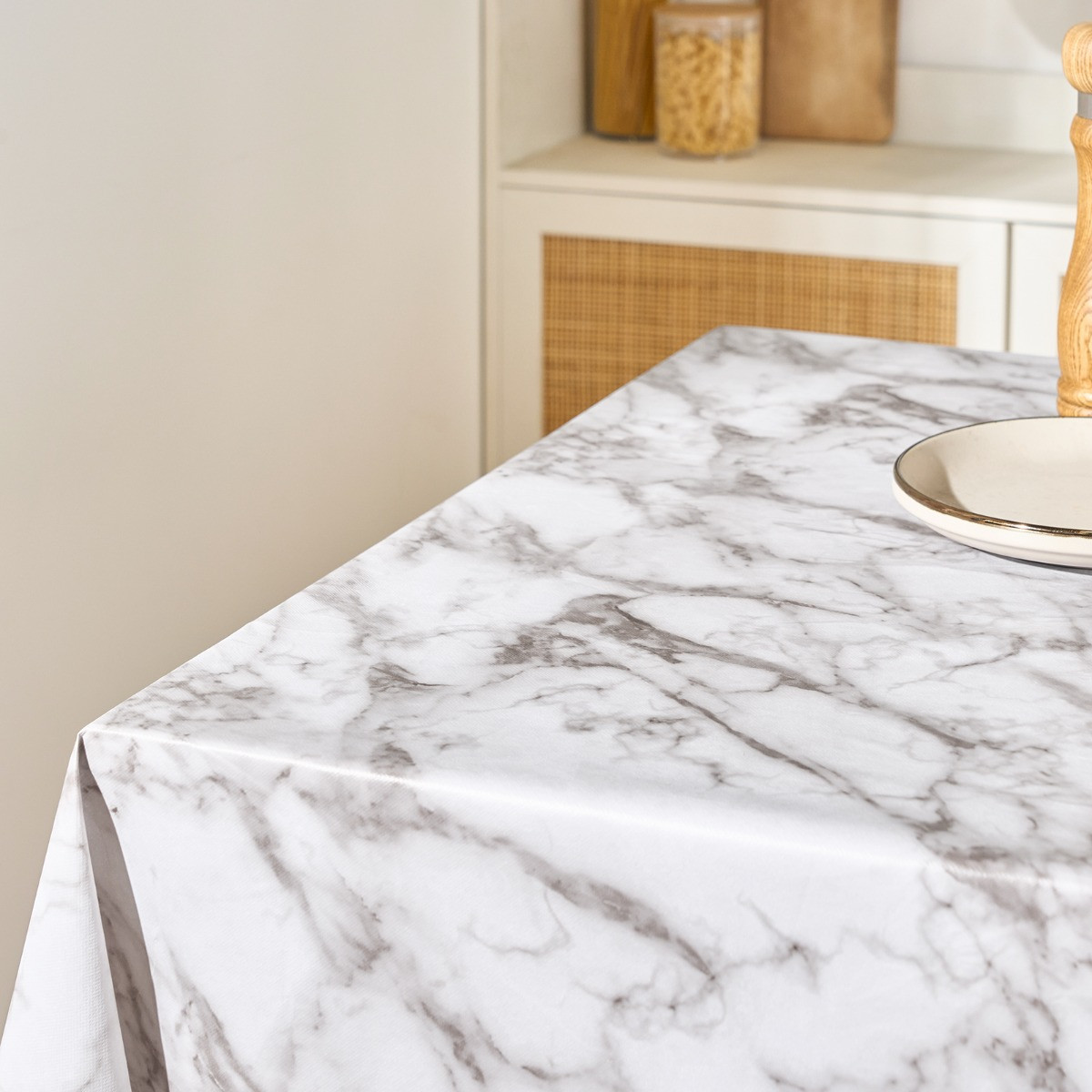 OHS Wipe Clean Tablecloth - White Marble >