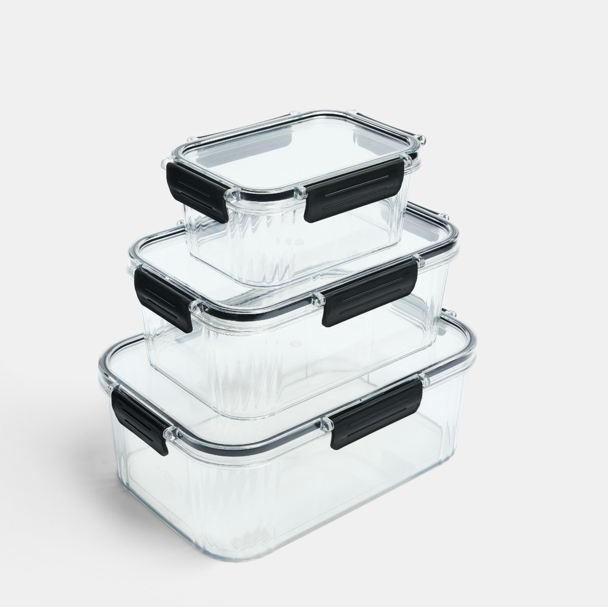 OHS Clip Lock Plastic Storage Container Set, Clear - 3 Pack>