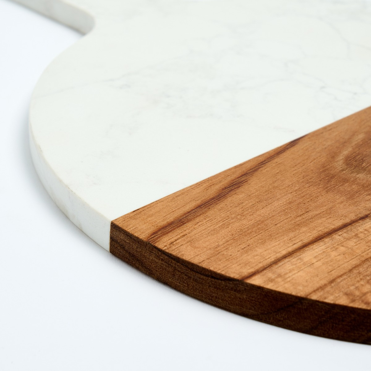 OHS Marble & Acacia Circular Cheeseboard - White/Natural>