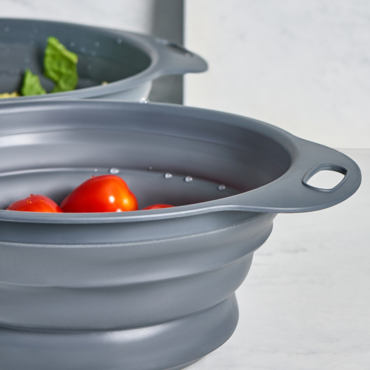 OHS 2 Pack Collapsible Silicone Colander - Grey>
